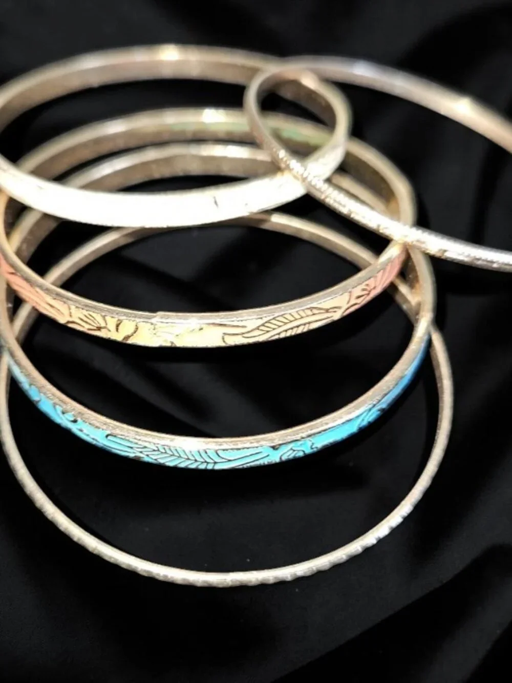 MARK Lot of 5 Gold Plated Textured Bangle Bracelets